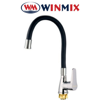 Змішувач для кухні Вухо Winmix SOP4-146 Black REFLECTOR рефлекторний чорний гусак із силіконовим виливом, Польща